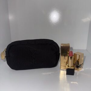 Yves Saint Laurent cosmetics bag and lipstick